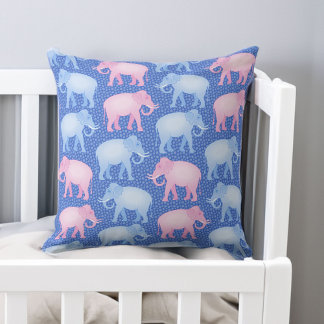 Baby Shower Rosa och Blue Elephants Kudde