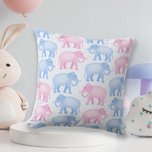Baby Shower Rosa och Blue Elephants Kudde