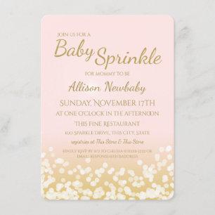Baby Shower Rosa och Guld Glitter Inbjudningar