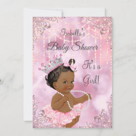 Baby Shower Rosa Pearl African American Inbjudningar
