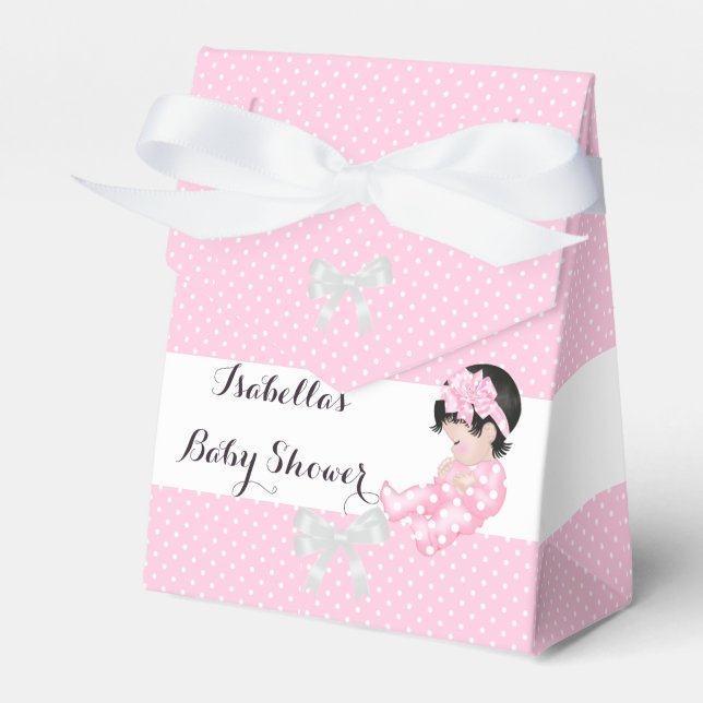 Baby Shower Rosa Polka dots Cute Baby Favor 2 Presentaskar (Framsidan Sidan)