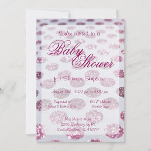 Baby Shower   ROSA POLKA DOTS Inbjudningar