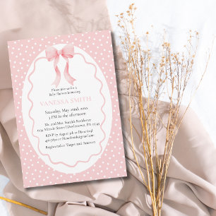 Baby Shower Rosa Prickar Baby Flicka Modern Inbjudningar