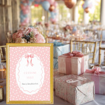 Baby Shower Rosa Prickar Babyflicka Bordsskylt