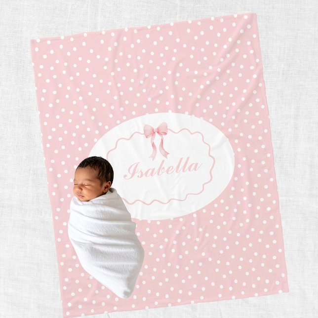 Baby Shower Rosa Prickar Babyflicka Coquette Fleecefilt (Skapare uppladdad)