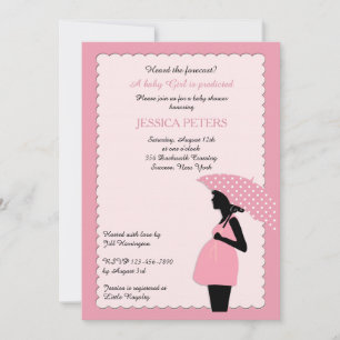 Baby Shower Rosa Prickig Paraply Inbjudan