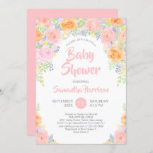 Baby Shower Rosa ros Watercolor Blommigt Girly