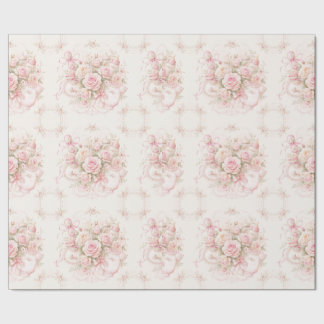 Baby Shower Rosa Rosor Satinband Babyflaska Presentpapper