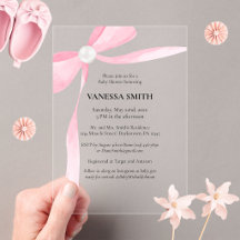 Baby Shower Rosa Slinga Vita Pärlor Baby Flicka Mo