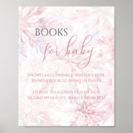 Baby Shower Rosa Snowflake Bokar för Baby Poster