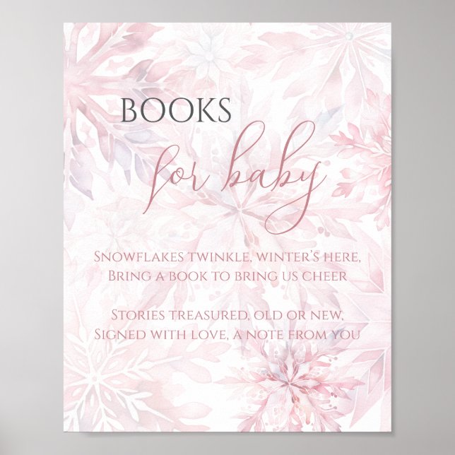 Baby Shower Rosa Snowflake Bokar för Baby Poster (Framsidan)