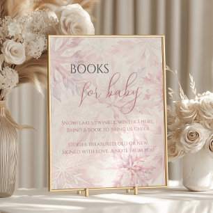 Baby Shower Rosa Snowflake Bokar för Baby Poster