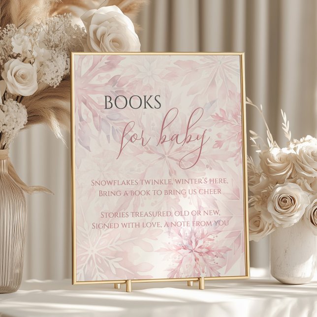 Baby Shower Rosa Snowflake Bokar för Baby Poster (Skapare uppladdad)
