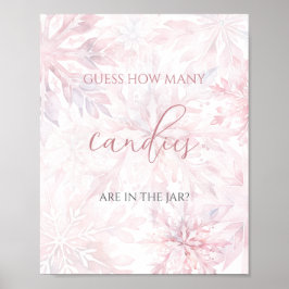 Baby Shower Rosa Snowflake gissar hur många kanine Poster