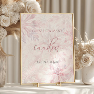 Baby Shower Rosa Snowflake gissar hur många kanine Poster