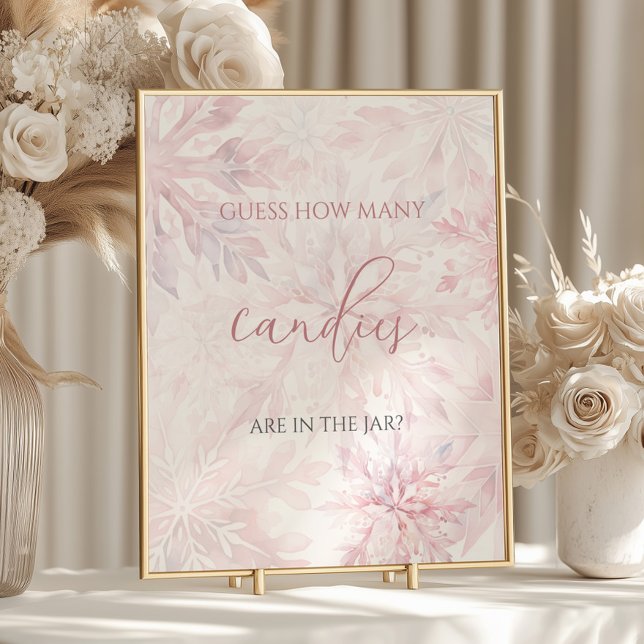 Baby Shower Rosa Snowflake gissar hur många kanine Poster (Skapare uppladdad)
