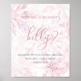 Baby Shower Rosa Snowflake Hur stor är Mamma's Bel Poster