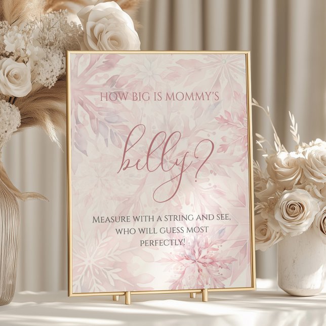 Baby Shower Rosa Snowflake Hur stor är Mamma's Bel Poster (Skapare uppladdad)