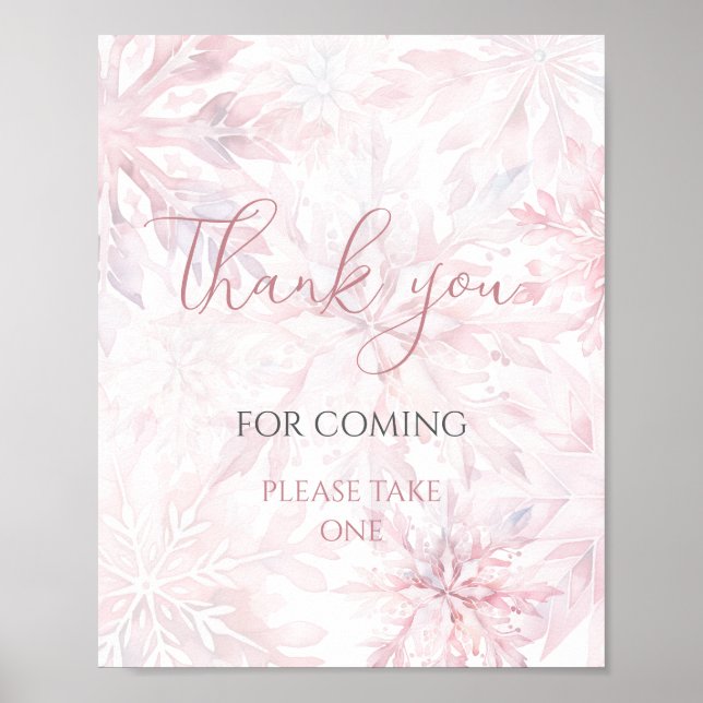 Baby Shower Rosa Snowflake Tack för kommande Poster (Framsidan)