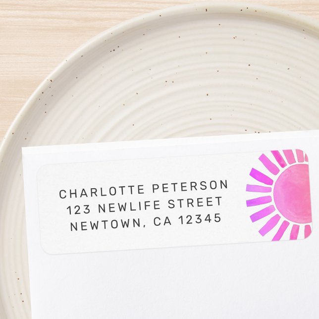Baby Shower Rosa Sol Returadress Etikett (Skapare uppladdad)
