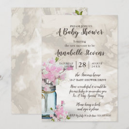Baby Shower ROSA SWEEAS VINTAGE MASON BURK Inbjudningar