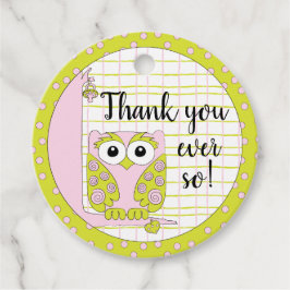 Baby Shower Rosa Uggla i Träd Gåvor Etiketter