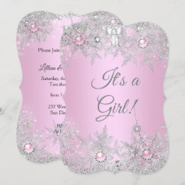 Baby Shower Rosa Winter Wonder Land Inbjudningar