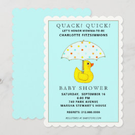 Baby Shower Rubber Ducky med Umbrella Inbjudningar