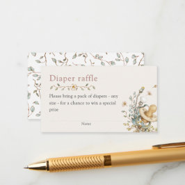 Baby Shower Rustic Botanical Diaper Raffle Tilläggskort