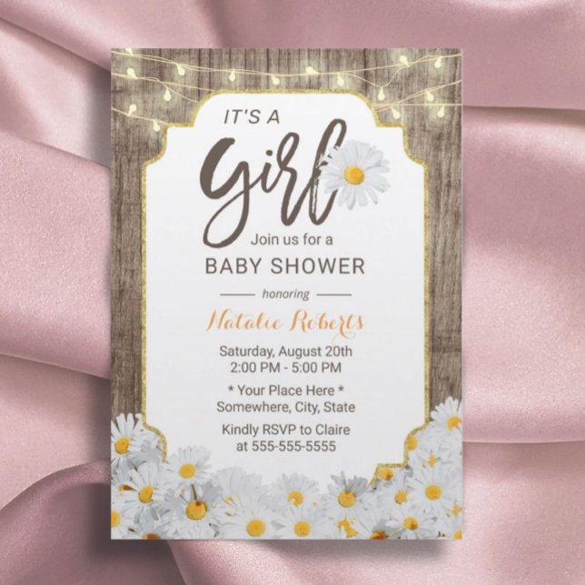 Baby Shower Rustic Daisy Flowers Land Girl Inbjudningar (Skapare uppladdad)