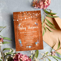 Baby Shower Rustic Mason Burk String Ljus