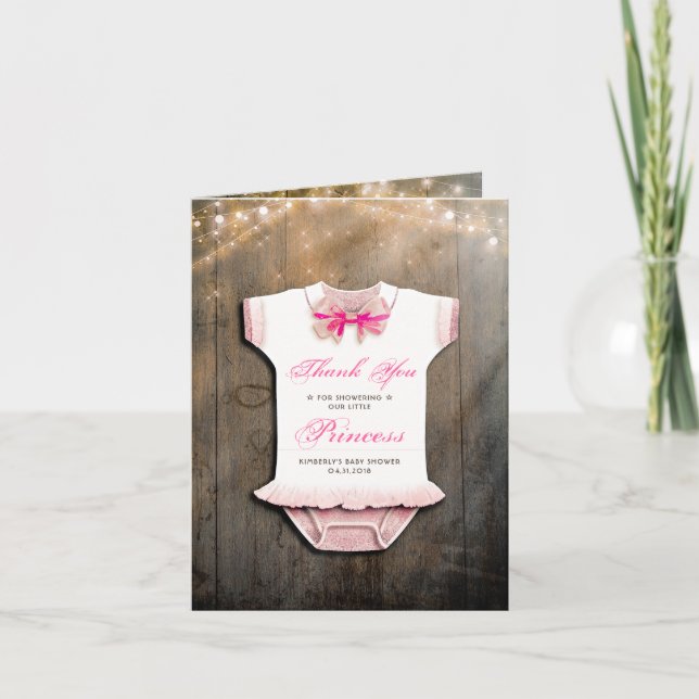 Baby Shower Rustic Tack Little Princess Kort (Framsida)