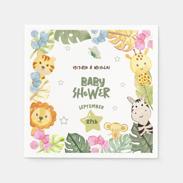 Baby Shower Safari Theter Boho Dekoration Pappersservett (Framsidan)