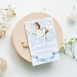 Baby Shower Sagoponny Stjärnor Blå Ballonger Tilläggskort