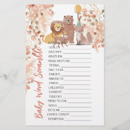 Baby Shower Scramble Boho Safari Rosa Pampas Grass