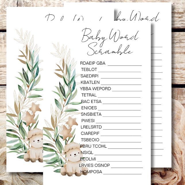 Baby Shower Scramble Little Lamb Greenery (Skapare uppladdad)