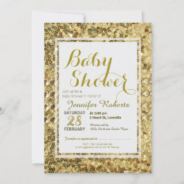 Baby Shower | Sequins Guld Inbjudningar