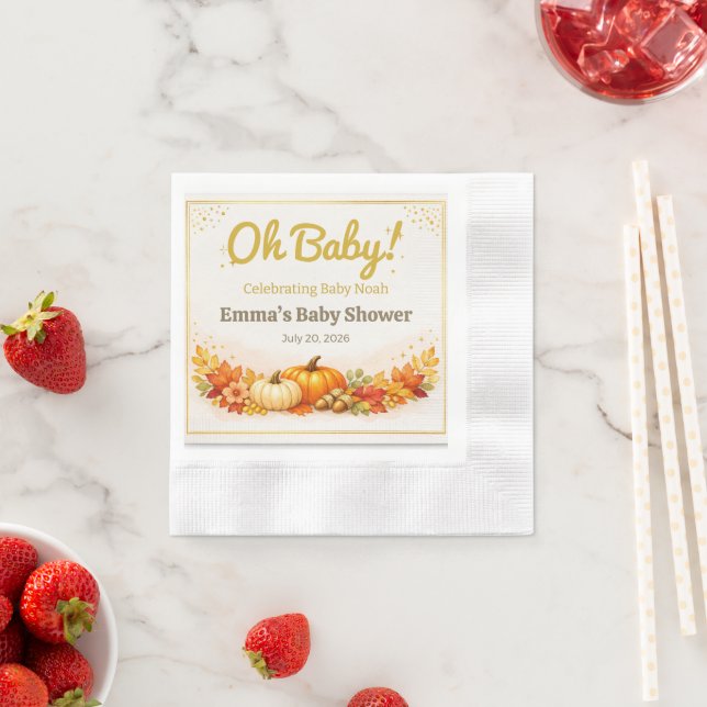 Baby Shower Servett | Höst Pumpa Skoglandskap (Insitu)
