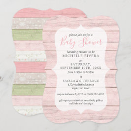 Baby Shower Shabby Rosa & Sage Grönt Rustic Wood I Inbjudningar