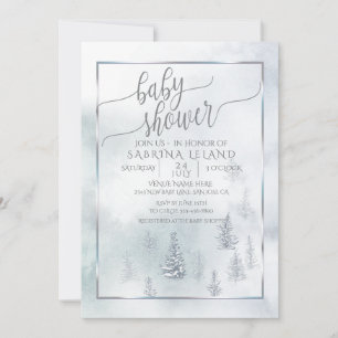 Baby Shower Silver Blue Winter Wonderland Meddelande
