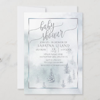 Baby Shower | Silver Blue Winter Wonderland Meddelande