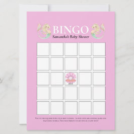 Baby Shower Sjöjungfru Mor Rosa White Bingo Inbjudningar