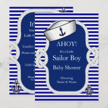 Baby Shower Sjöman Hat Pojke Blå Rand