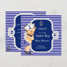 Baby Shower Sjöman Pojke Blå Rand Blond
