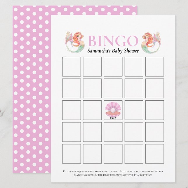 Baby Shower Sjöröding Havet Prickar Bingo Inbjudningar (Fram/baksida)