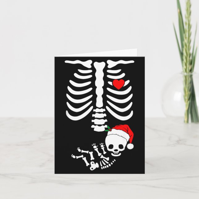 Baby Shower Skeleton Christmas Santa Pregnancy Ann Kort (Framsida)
