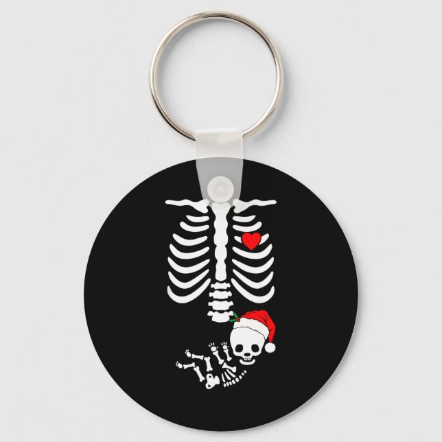 Baby Shower Skeleton Christmas Santa Pregnancy Ann Nyckelring (Framsida)