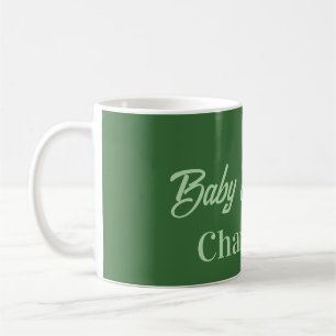 Baby shower skoggrön pastell namn simpleminimal kaffemugg