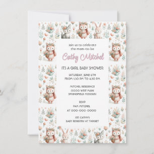 Baby Shower Skogsdjur  Inbjudningar