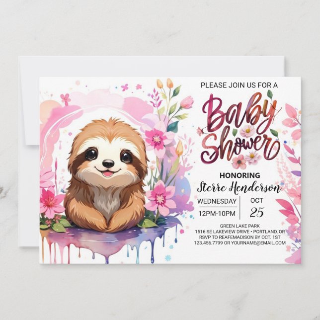 Baby Shower Sloth's Paradise Inbjudningar (Framsida)